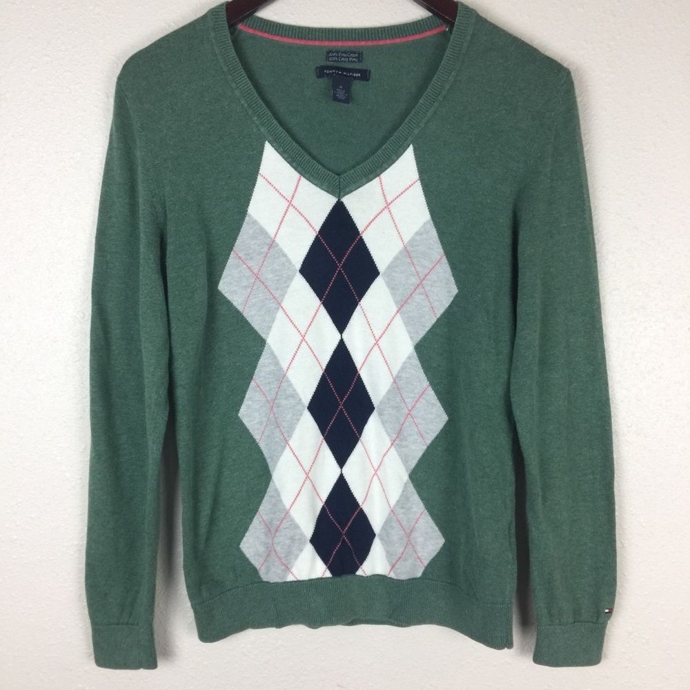 TOMMY HILFIGER Green Argyle Sweater